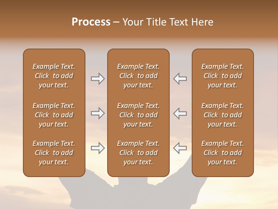 A Man Raising His Arms In The Air At Sunset PowerPoint Template