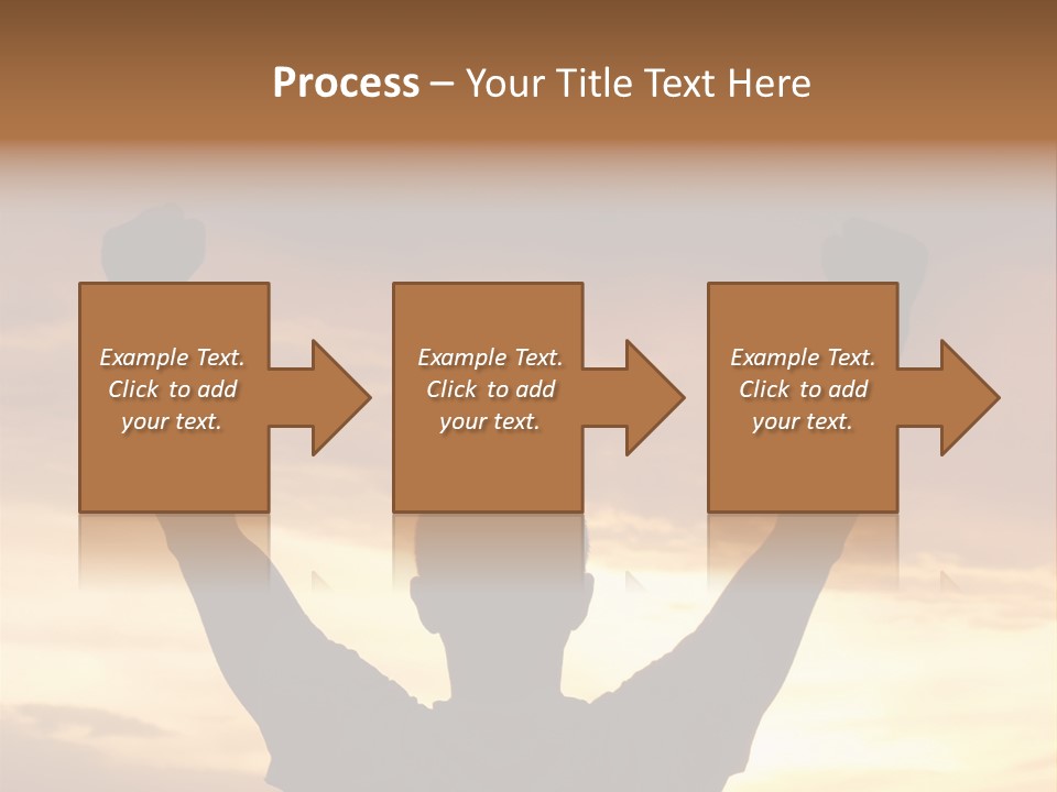 A Man Raising His Arms In The Air At Sunset PowerPoint Template