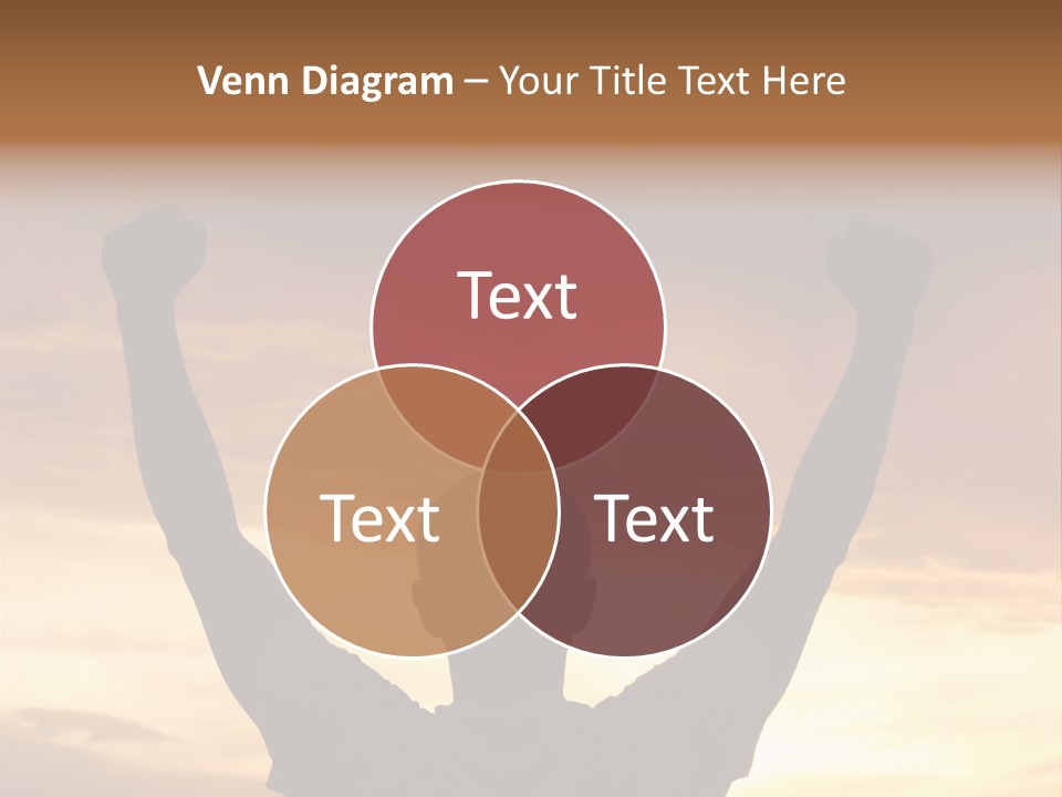 A Man Raising His Arms In The Air At Sunset PowerPoint Template