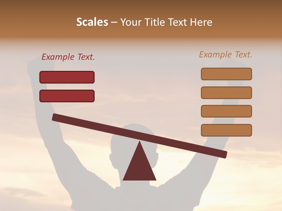 A Man Raising His Arms In The Air At Sunset PowerPoint Template