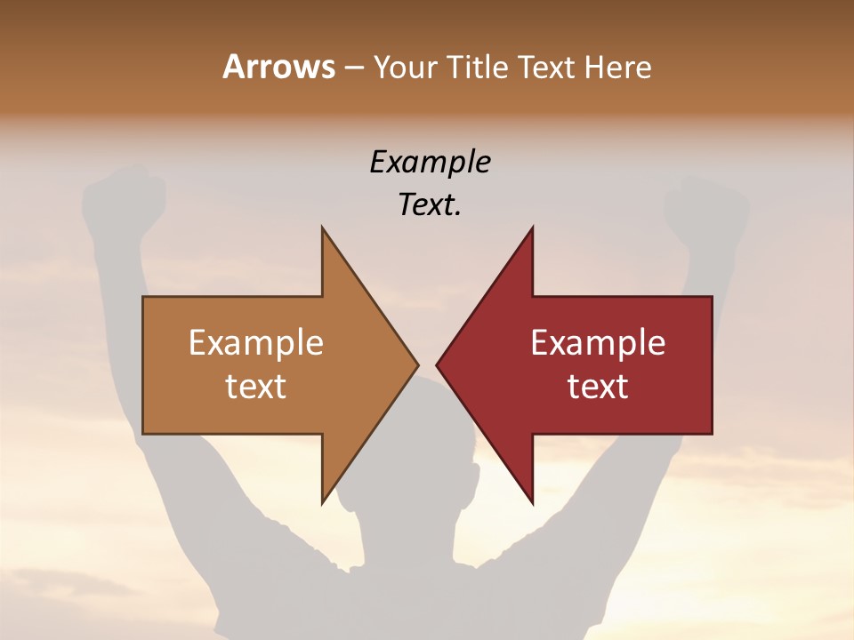 A Man Raising His Arms In The Air At Sunset PowerPoint Template