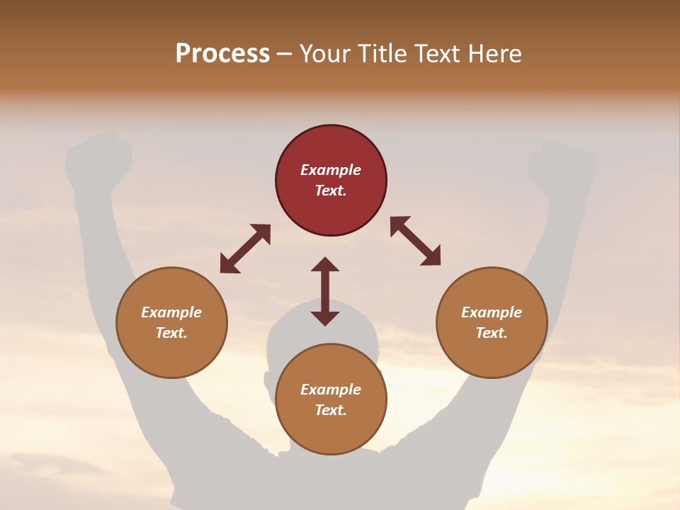 A Man Raising His Arms In The Air At Sunset PowerPoint Template