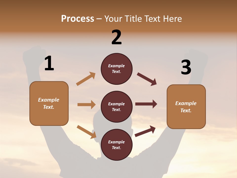 A Man Raising His Arms In The Air At Sunset PowerPoint Template