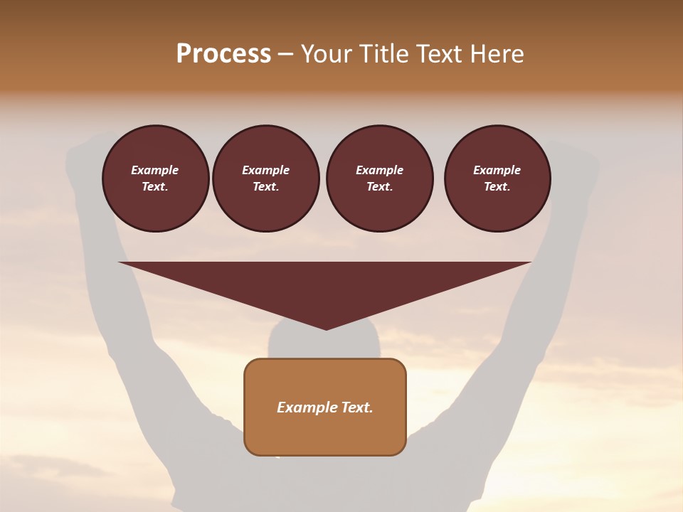 A Man Raising His Arms In The Air At Sunset PowerPoint Template