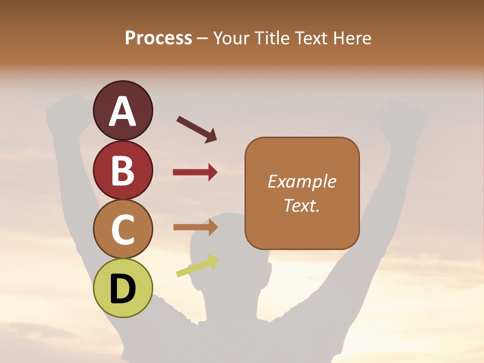 A Man Raising His Arms In The Air At Sunset PowerPoint Template