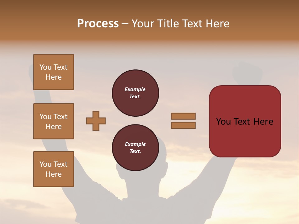 A Man Raising His Arms In The Air At Sunset PowerPoint Template