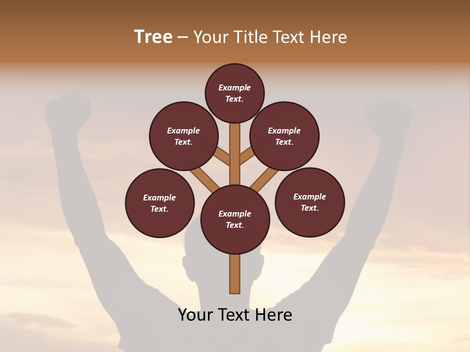 A Man Raising His Arms In The Air At Sunset PowerPoint Template