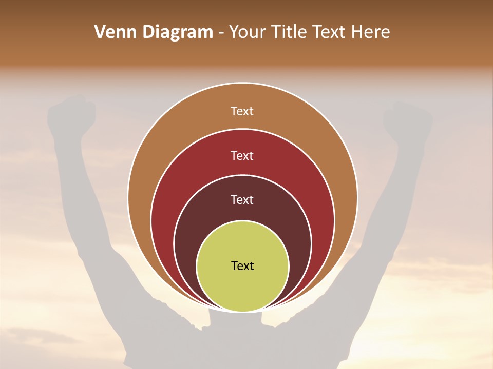 A Man Raising His Arms In The Air At Sunset PowerPoint Template