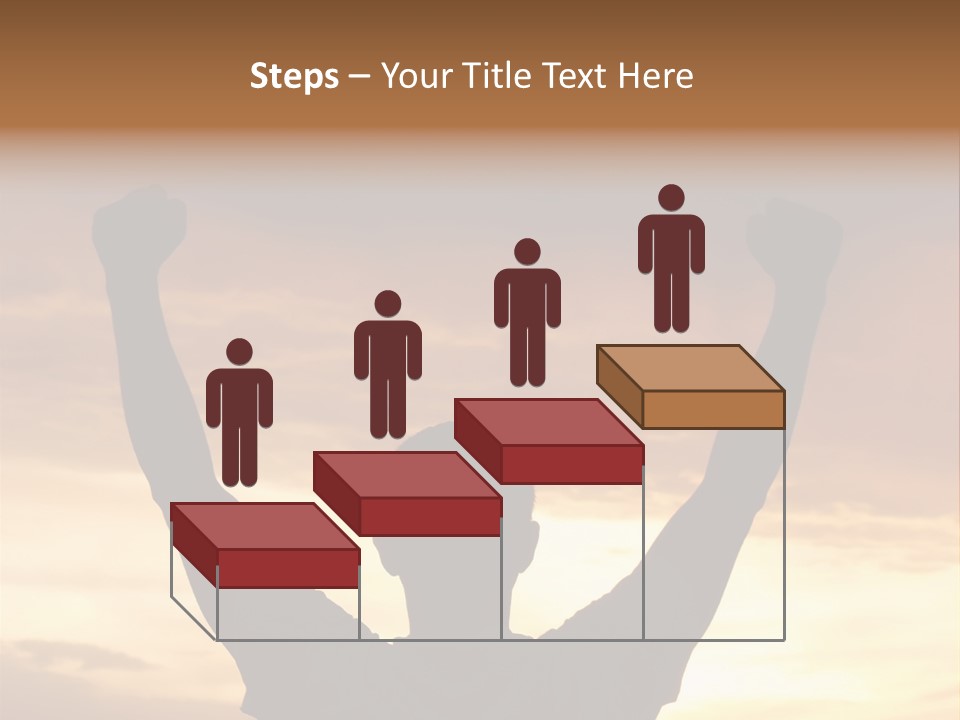 A Man Raising His Arms In The Air At Sunset PowerPoint Template