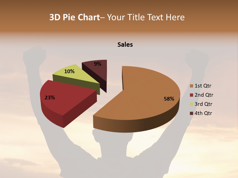 A Man Raising His Arms In The Air At Sunset PowerPoint Template