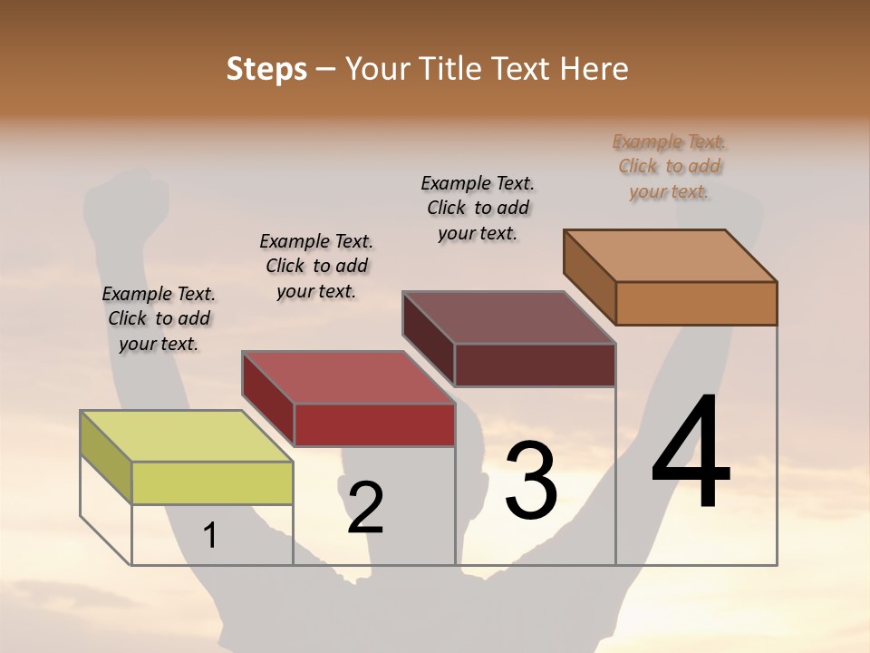 A Man Raising His Arms In The Air At Sunset PowerPoint Template