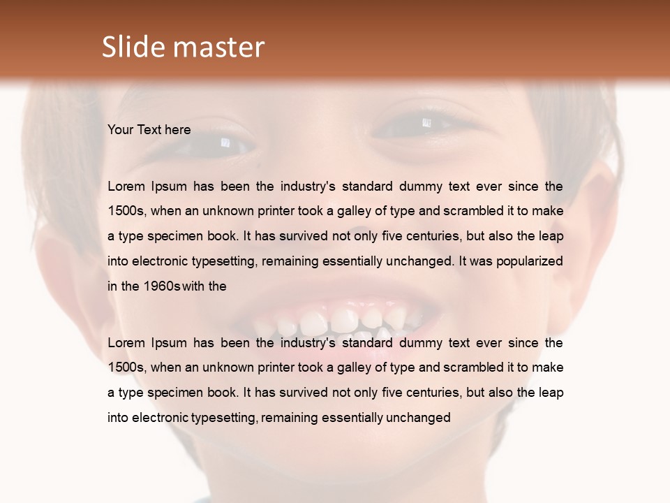 Portrait Of A Happiness Boy On White . PowerPoint Template