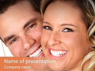 Young Love Couple Smiling. Over White Background PowerPoint Template