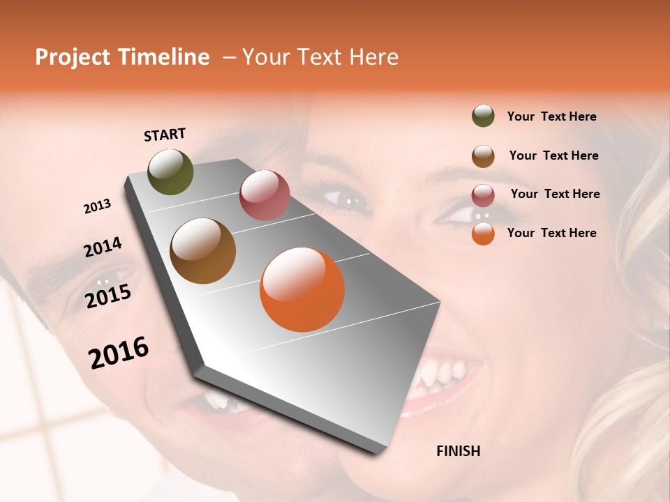 Young Love Couple Smiling. Over White Background PowerPoint Template