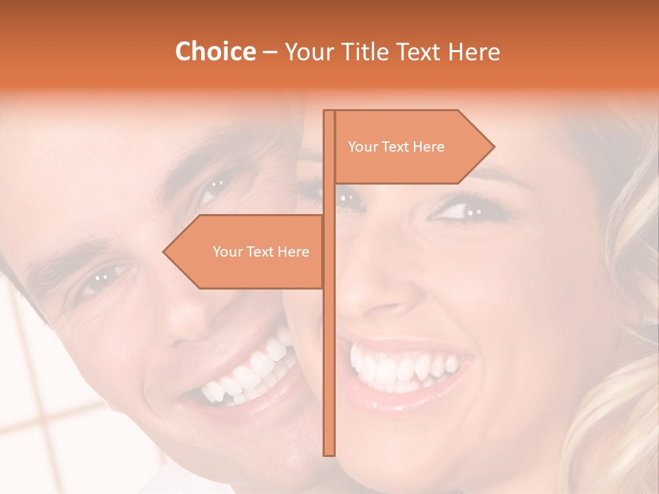 Young Love Couple Smiling. Over White Background PowerPoint Template