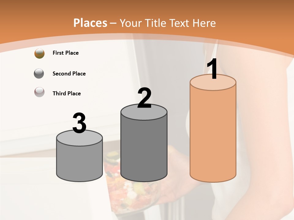 Young Happy Smiling Woman With Salad At Domestic Kitchen PowerPoint Template