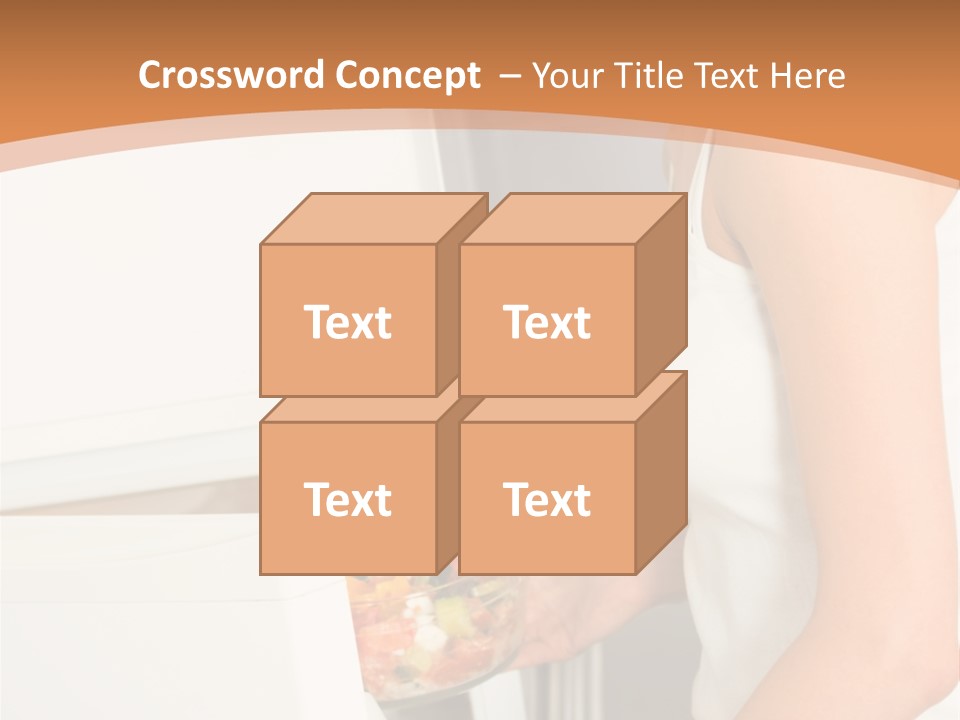 Young Happy Smiling Woman With Salad At Domestic Kitchen PowerPoint Template