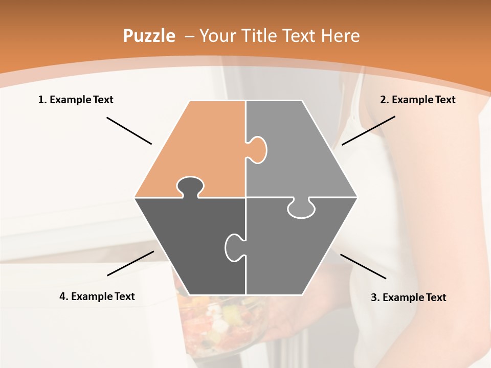 Young Happy Smiling Woman With Salad At Domestic Kitchen PowerPoint Template