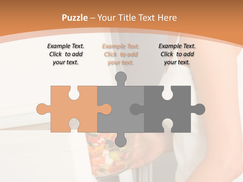 Young Happy Smiling Woman With Salad At Domestic Kitchen PowerPoint Template