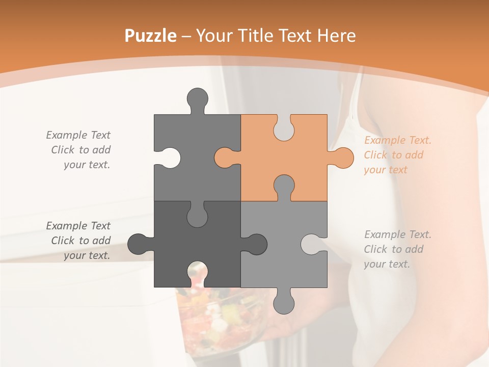 Young Happy Smiling Woman With Salad At Domestic Kitchen PowerPoint Template