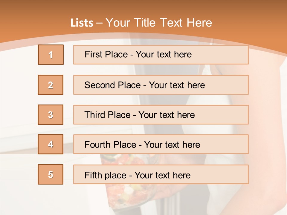 Young Happy Smiling Woman With Salad At Domestic Kitchen PowerPoint Template