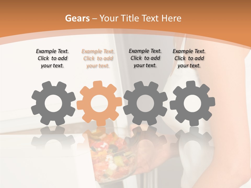 Young Happy Smiling Woman With Salad At Domestic Kitchen PowerPoint Template