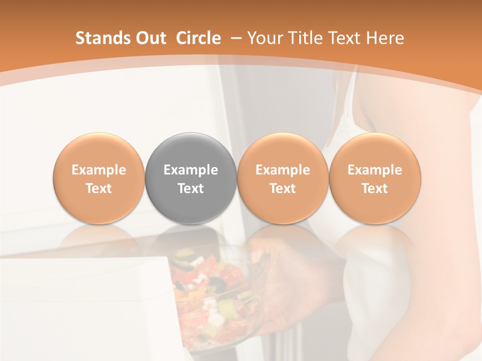 Young Happy Smiling Woman With Salad At Domestic Kitchen PowerPoint Template