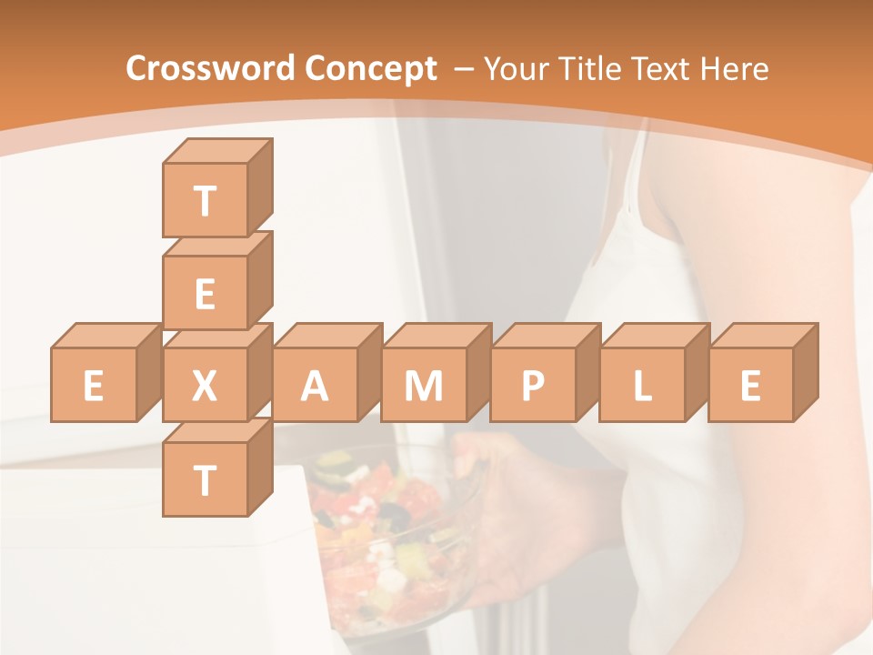 Young Happy Smiling Woman With Salad At Domestic Kitchen PowerPoint Template