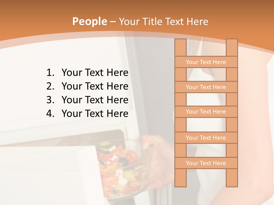 Young Happy Smiling Woman With Salad At Domestic Kitchen PowerPoint Template