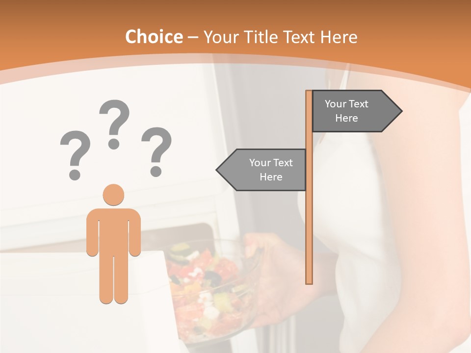 Young Happy Smiling Woman With Salad At Domestic Kitchen PowerPoint Template