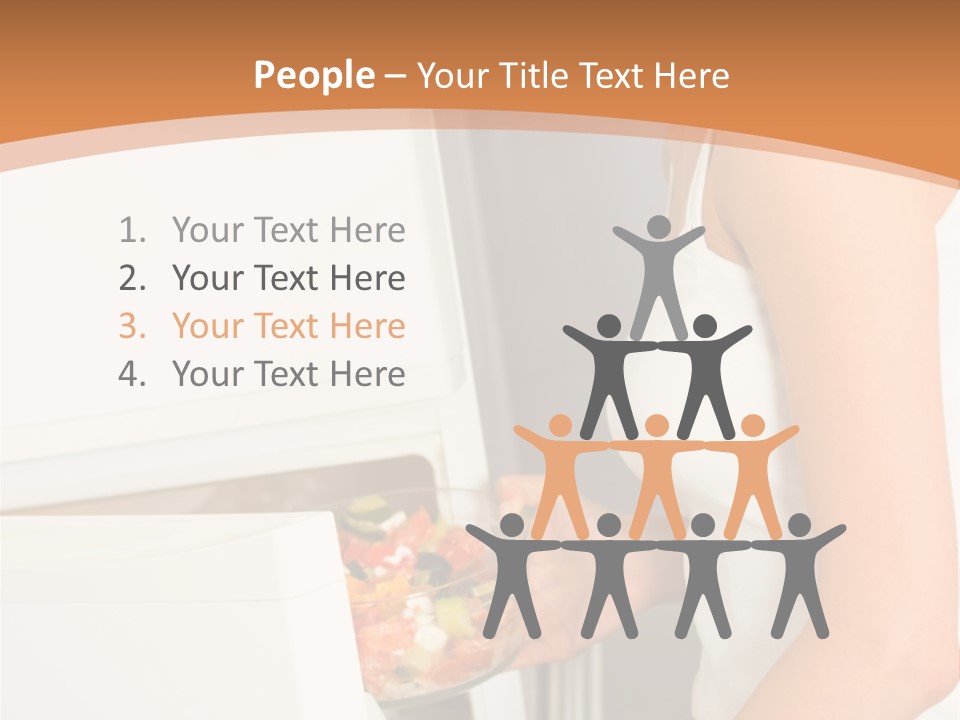 Young Happy Smiling Woman With Salad At Domestic Kitchen PowerPoint Template