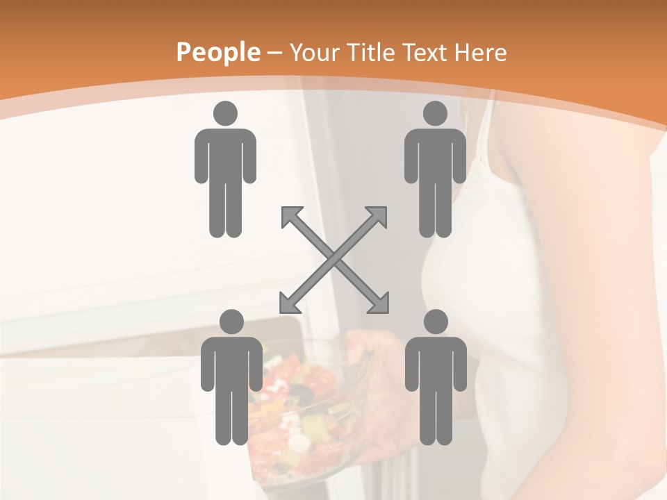 Young Happy Smiling Woman With Salad At Domestic Kitchen PowerPoint Template