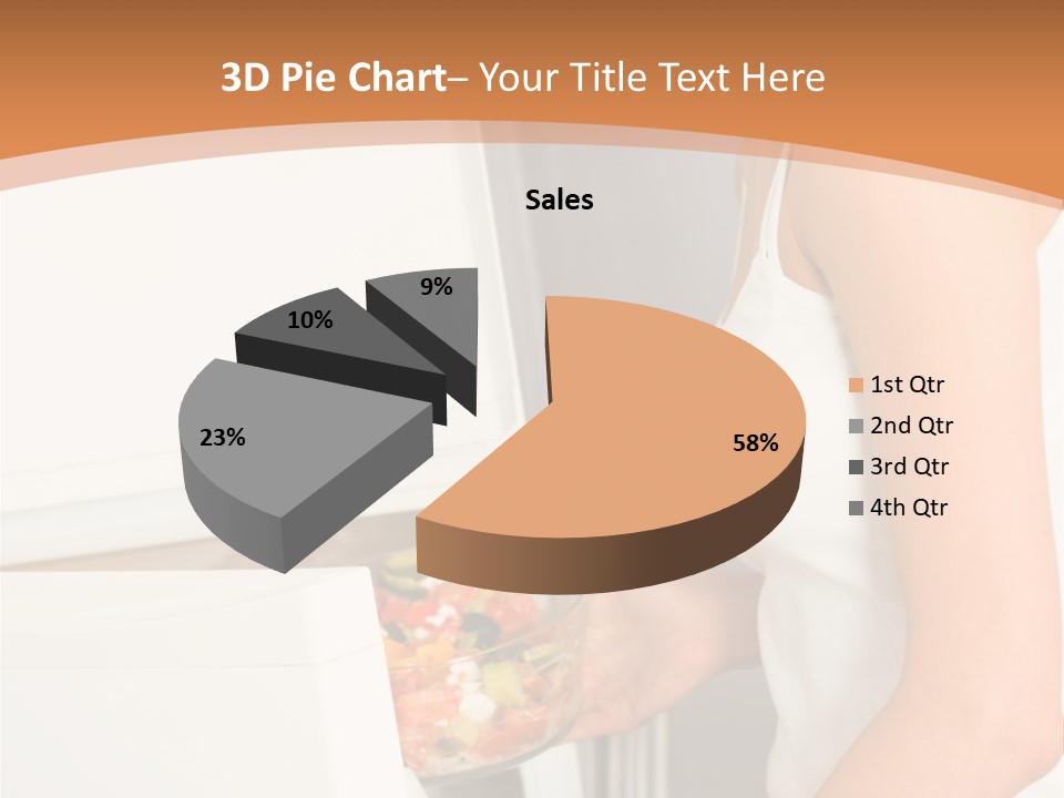 Young Happy Smiling Woman With Salad At Domestic Kitchen PowerPoint Template