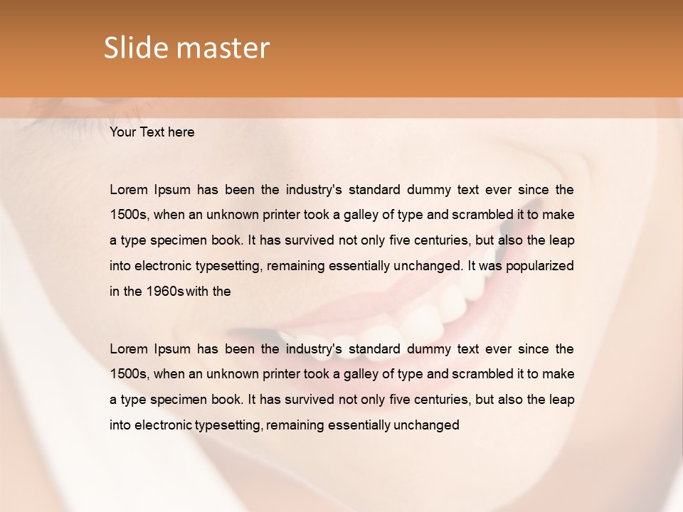 Close Up Smiling Young Woman PowerPoint Template