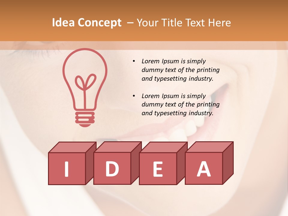 Close Up Smiling Young Woman PowerPoint Template