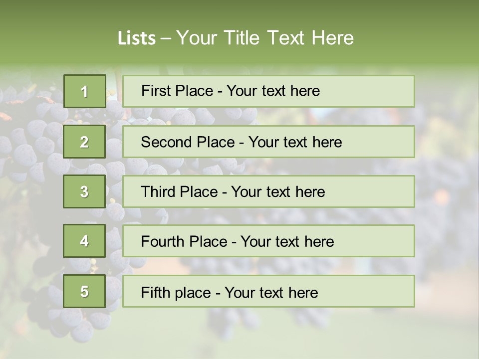 Merlot Grapes On Vine In Vineyard PowerPoint Template