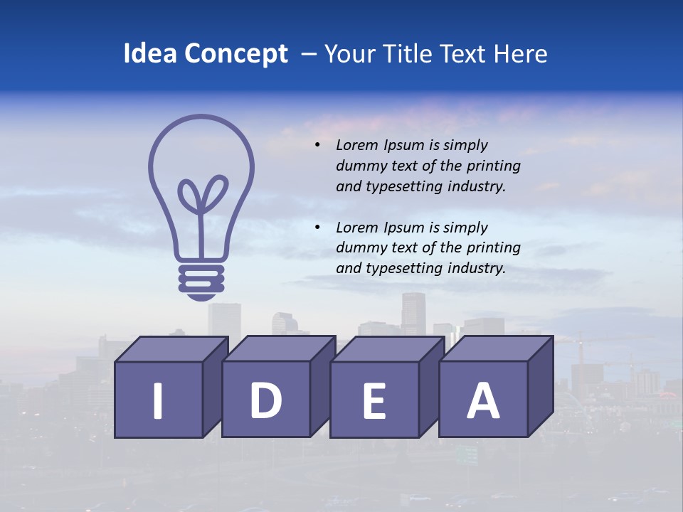 Denver, Colorado Downtown Skyline At Sunset PowerPoint Template