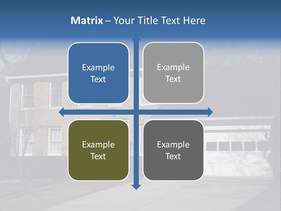 A Large Brick House With A Blue Door PowerPoint Template