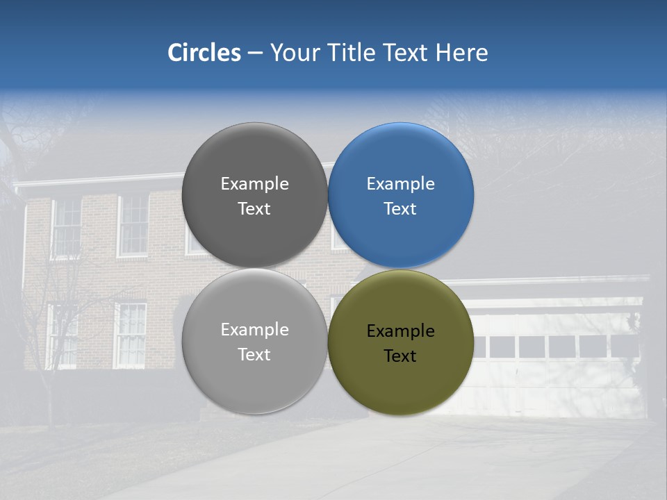 A Large Brick House With A Blue Door PowerPoint Template