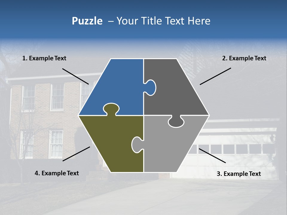 A Large Brick House With A Blue Door PowerPoint Template