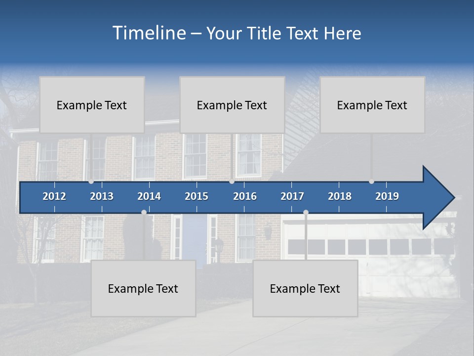 A Large Brick House With A Blue Door PowerPoint Template