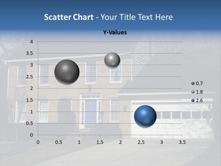 A Large Brick House With A Blue Door PowerPoint Template