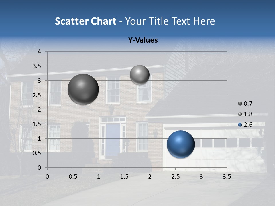 A Large Brick House With A Blue Door PowerPoint Template