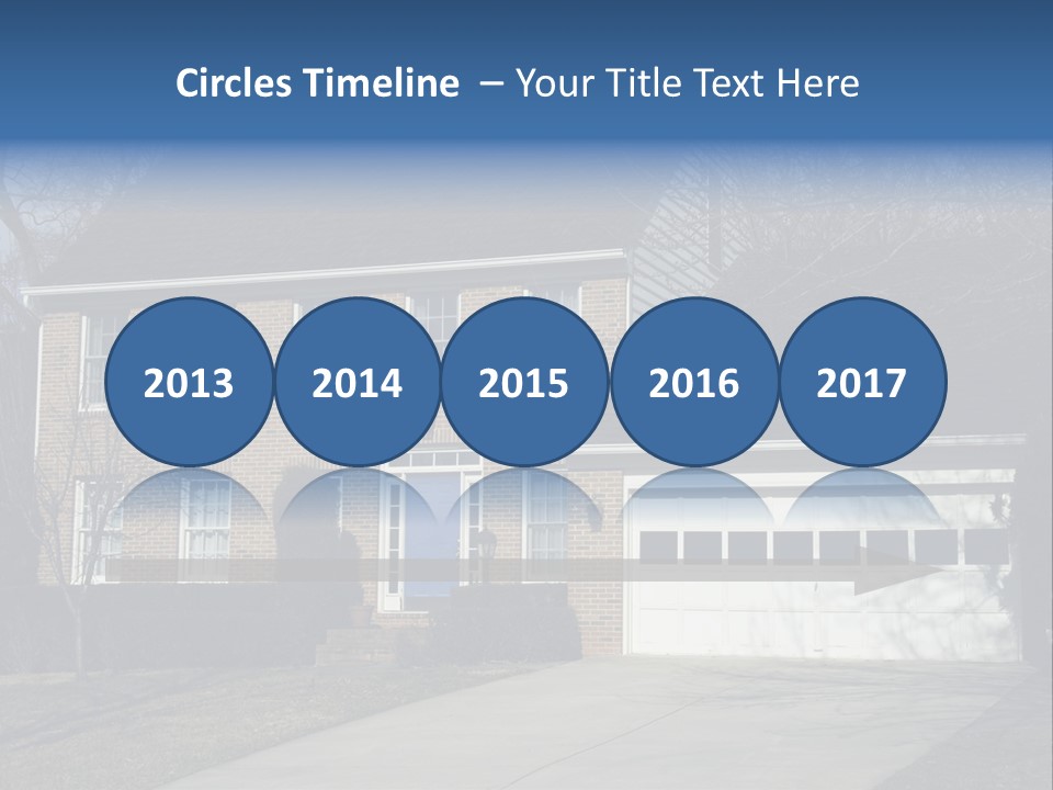 A Large Brick House With A Blue Door PowerPoint Template