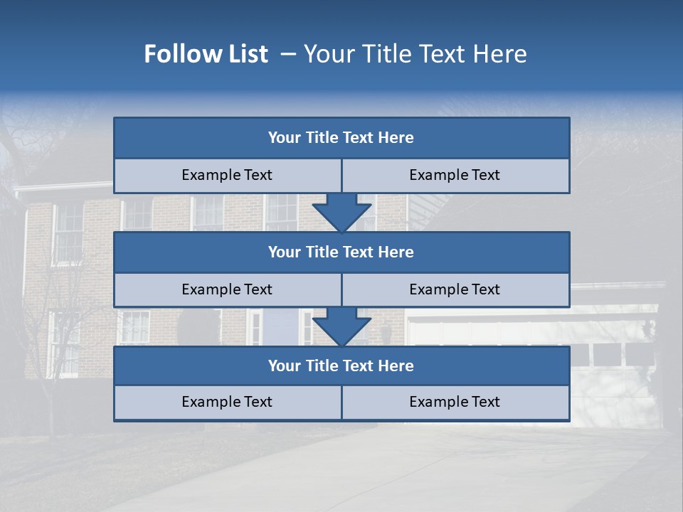 A Large Brick House With A Blue Door PowerPoint Template