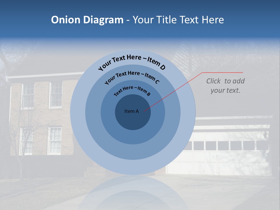 A Large Brick House With A Blue Door PowerPoint Template