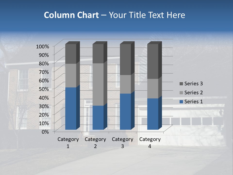 A Large Brick House With A Blue Door PowerPoint Template
