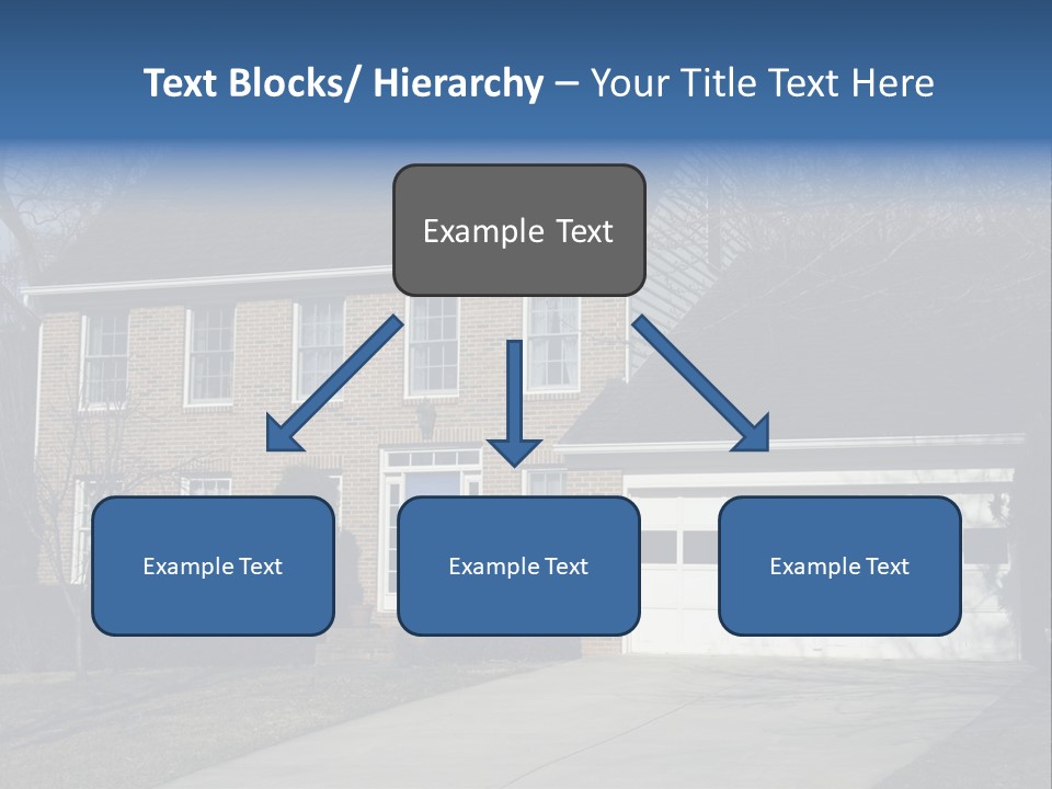 A Large Brick House With A Blue Door PowerPoint Template
