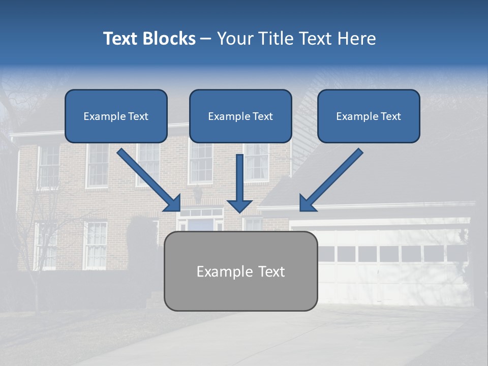 A Large Brick House With A Blue Door PowerPoint Template
