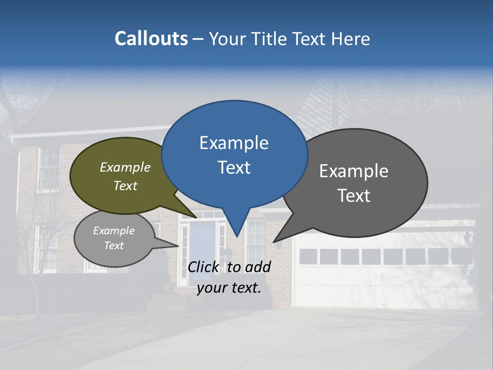 A Large Brick House With A Blue Door PowerPoint Template